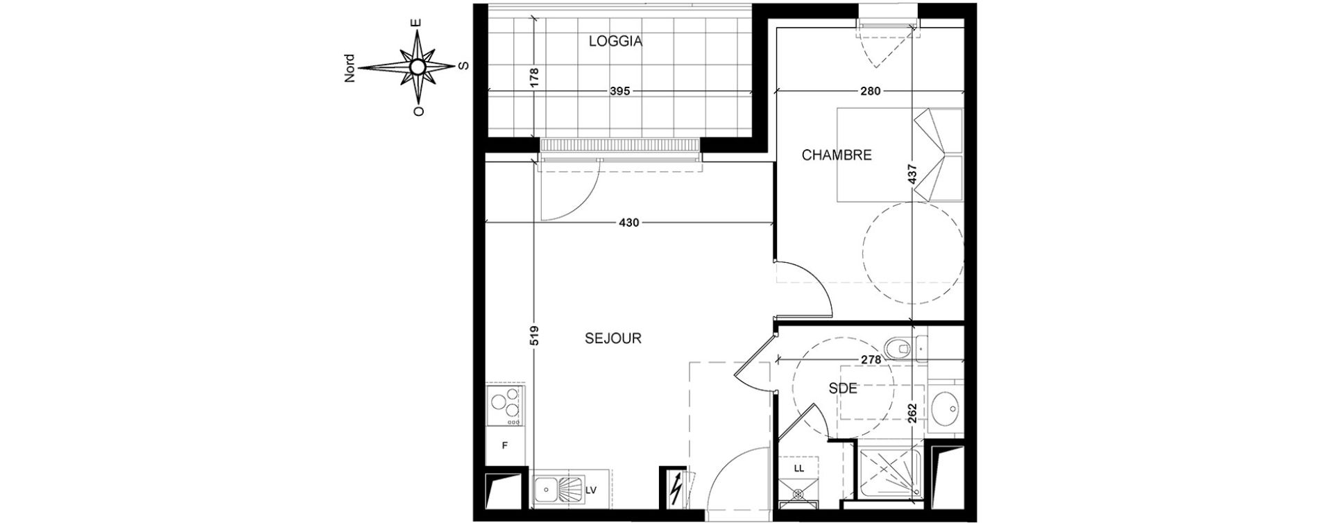 Appartement T2 de 40,62 m2 &agrave; Tours Saint-symphorien