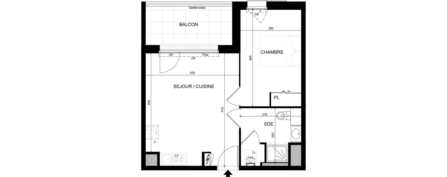 Appartement T2 de 40,55 m2 &agrave; Tours Saint-symphorien