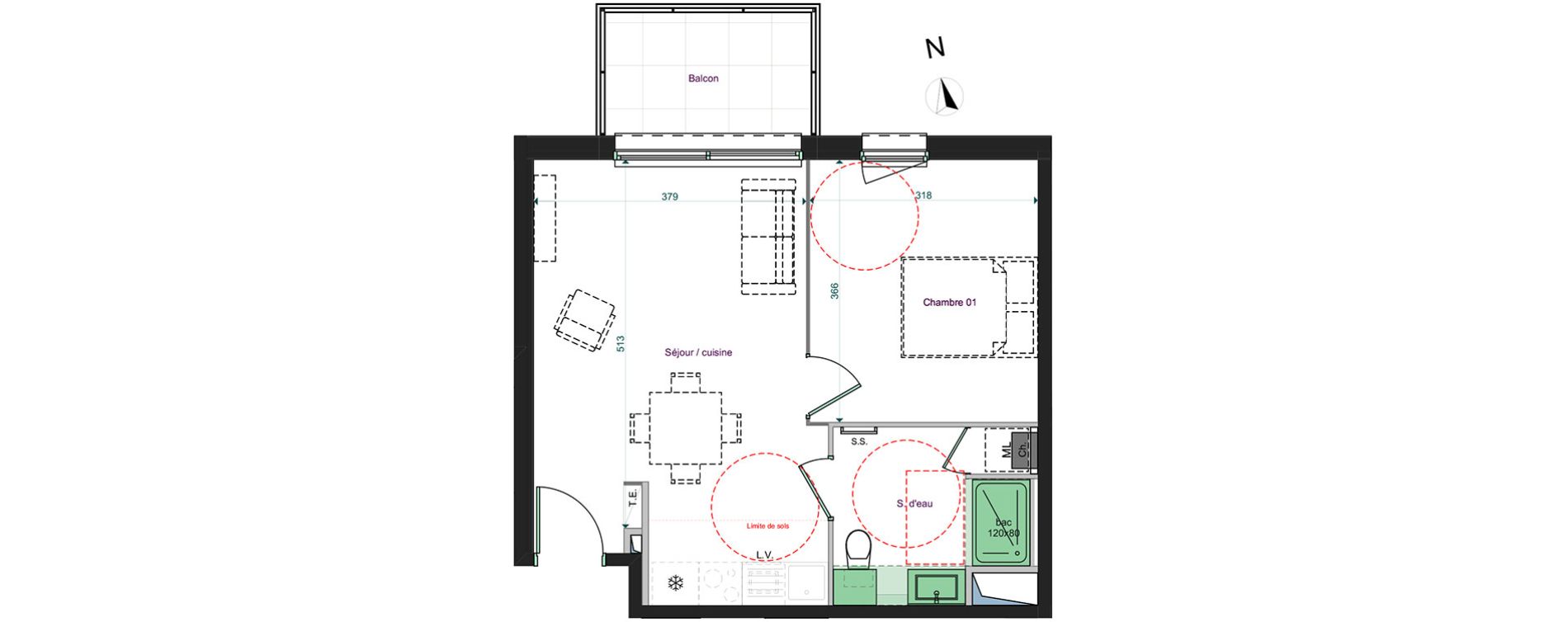 Appartement T2 de 40,69 m2 &agrave; Tours Saint-symphorien