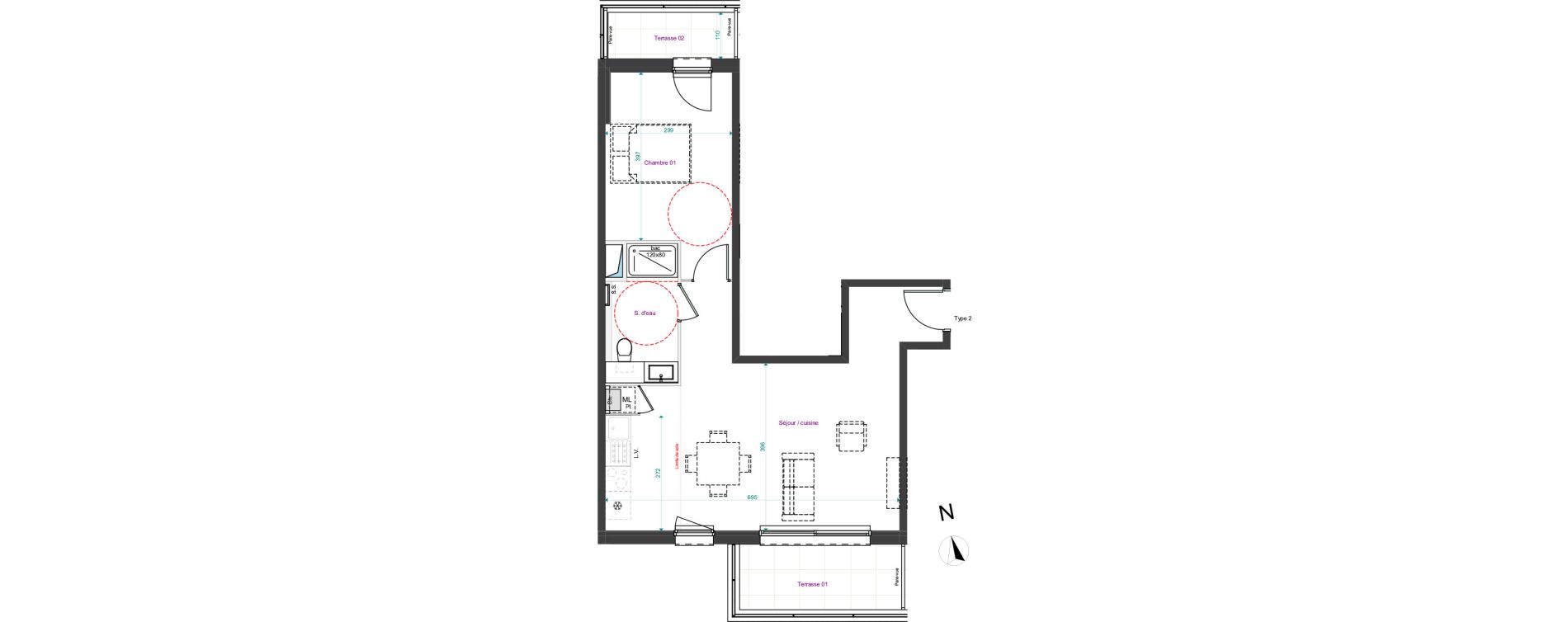 Appartement T2 de 50,37 m2 &agrave; Tours Saint-symphorien