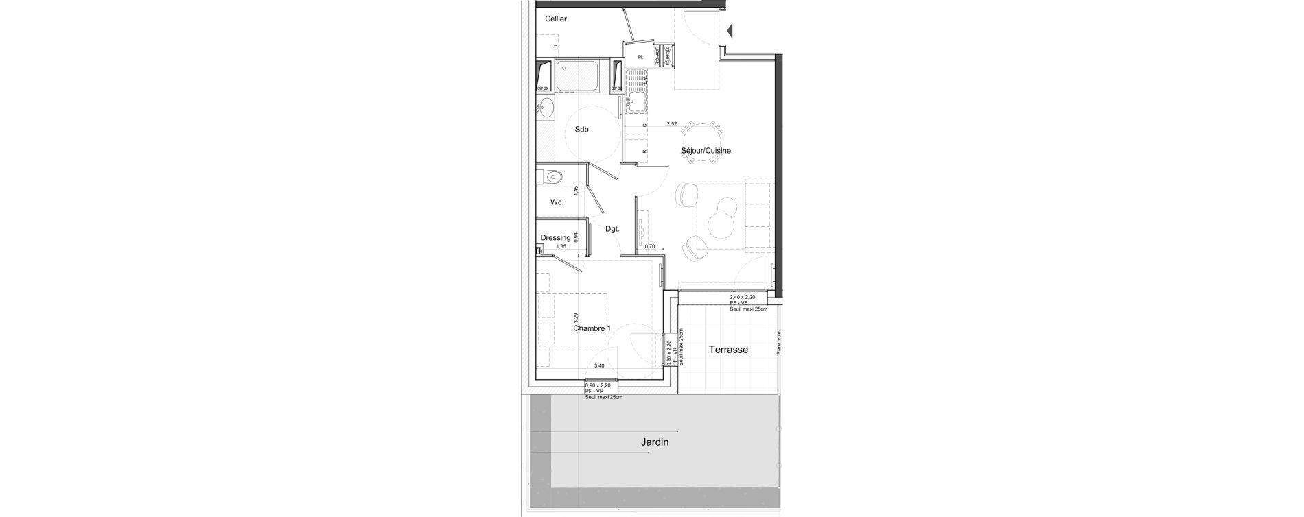 Appartement T2 de 51,90 m2 &agrave; Tours Giraudeau-tonnelle