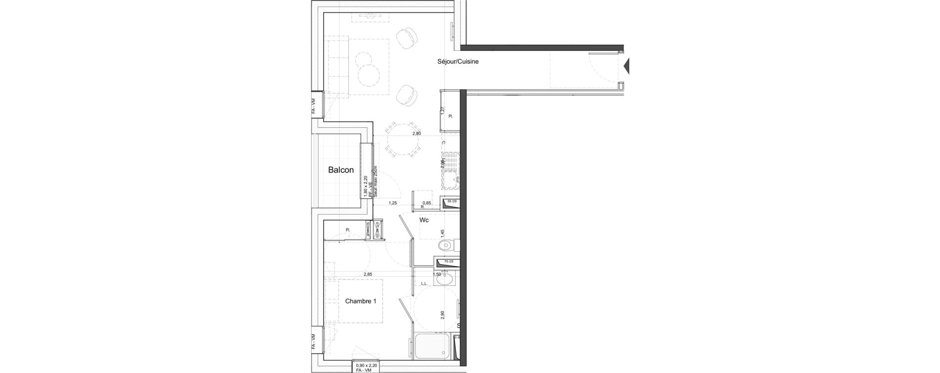 Appartement T2 de 48,40 m2 &agrave; Tours Giraudeau-tonnelle