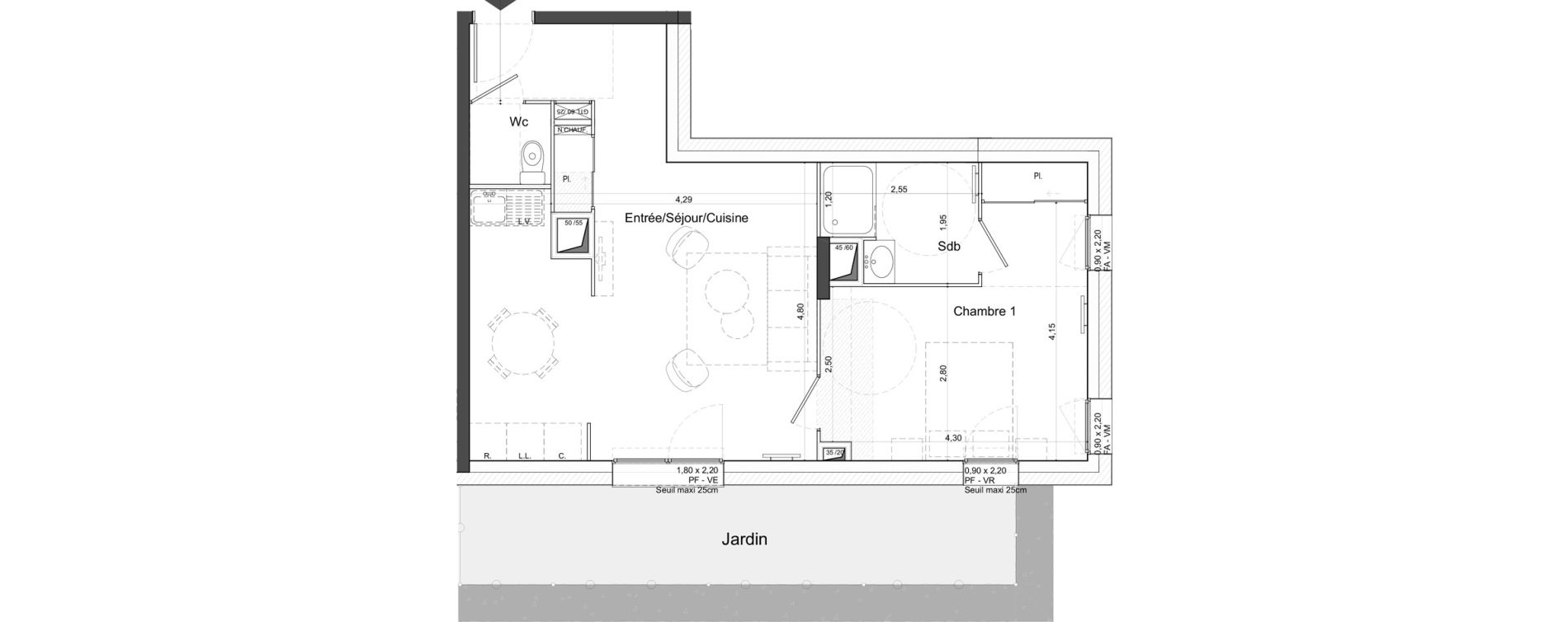 Appartement T2 de 52,20 m2 &agrave; Tours Giraudeau-tonnelle