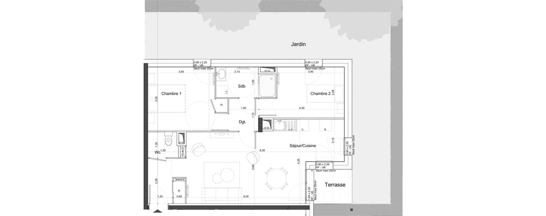 Appartement T3 de 62,00 m2 &agrave; Tours Giraudeau-tonnelle