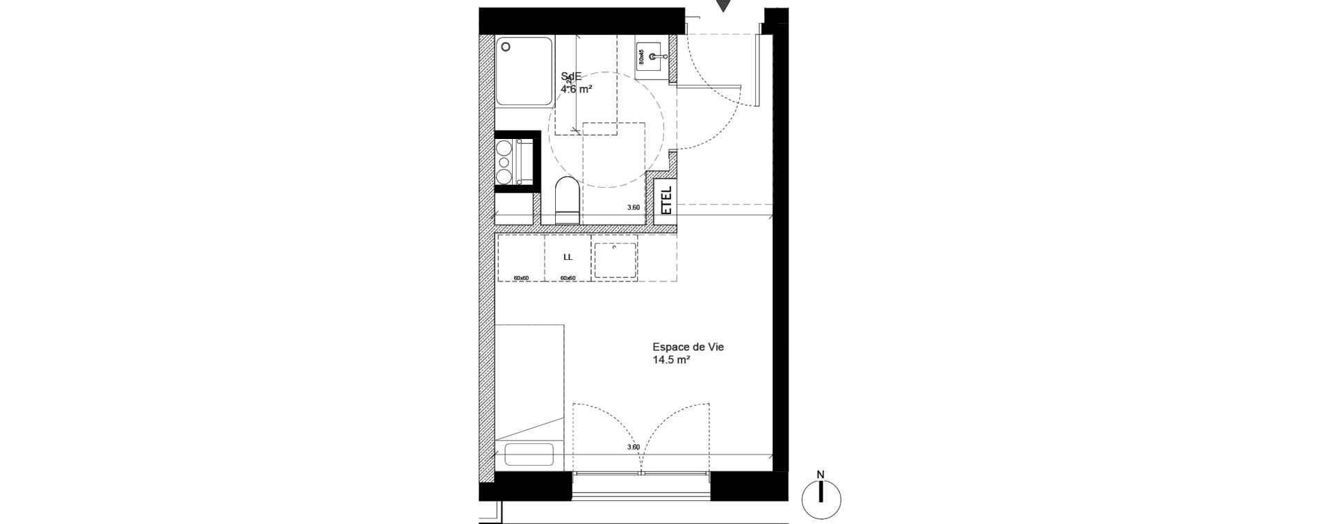 Appartement T1 de 19,10 m2 &agrave; Tours Monconseil