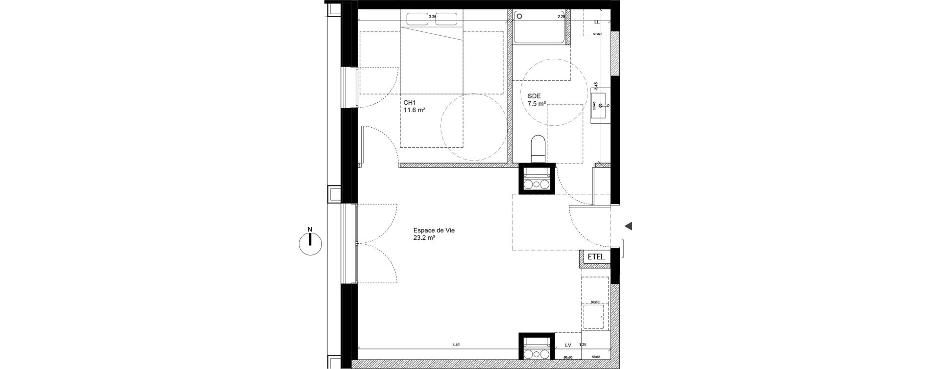 Appartement T2 de 42,20 m2 &agrave; Tours Monconseil