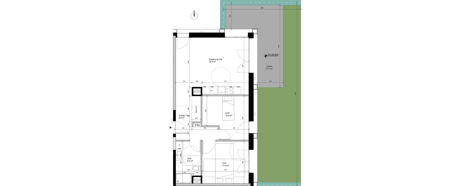 Appartement T3 de 61,40 m2 &agrave; Tours Monconseil