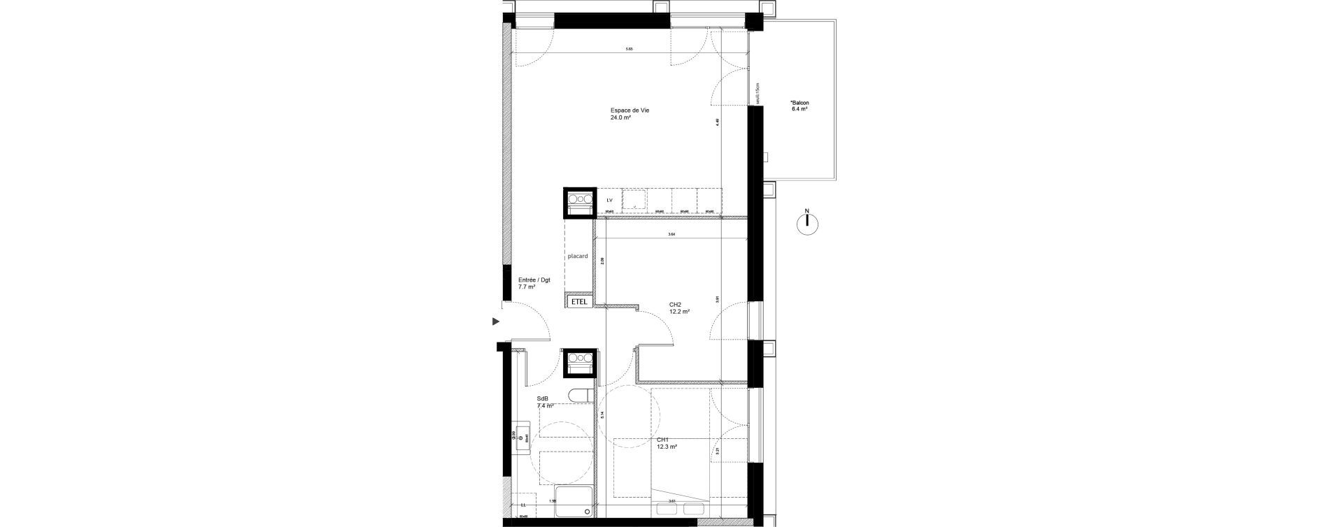 Appartement T3 de 63,60 m2 &agrave; Tours Monconseil
