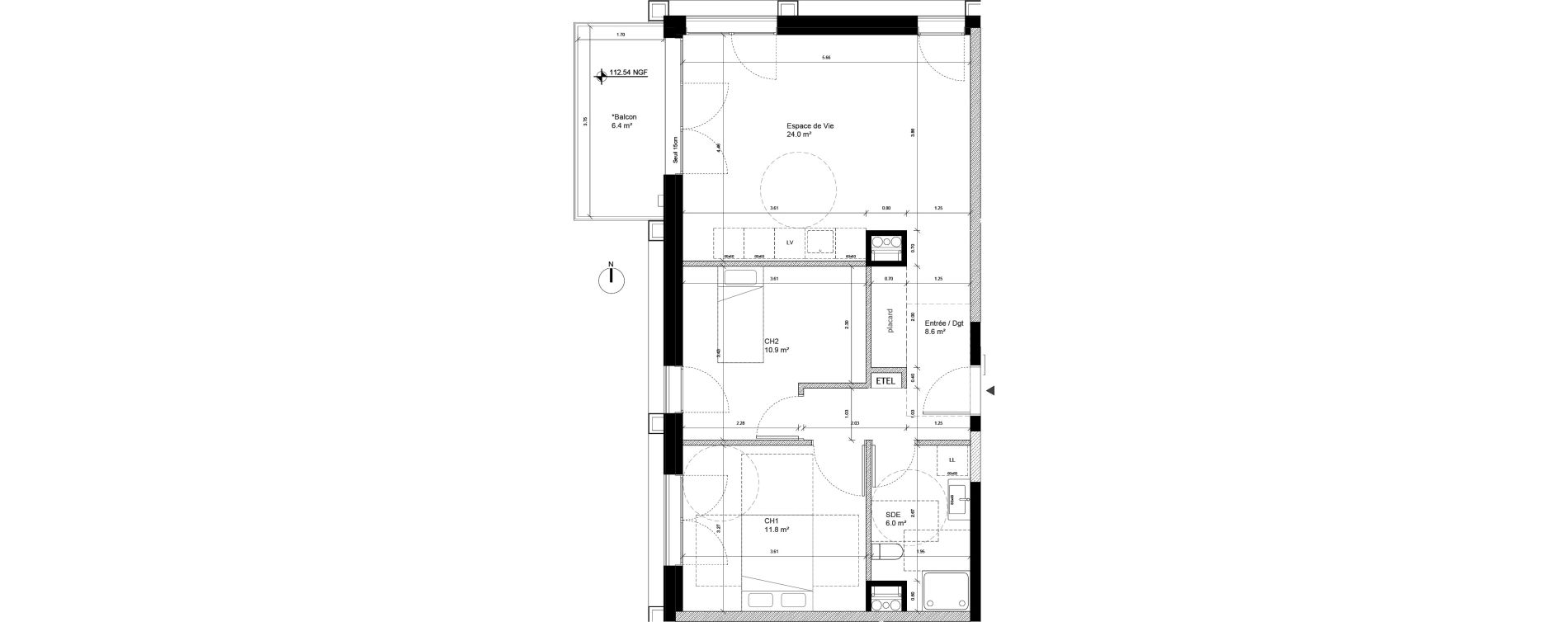 Appartement T3 de 61,30 m2 &agrave; Tours Monconseil