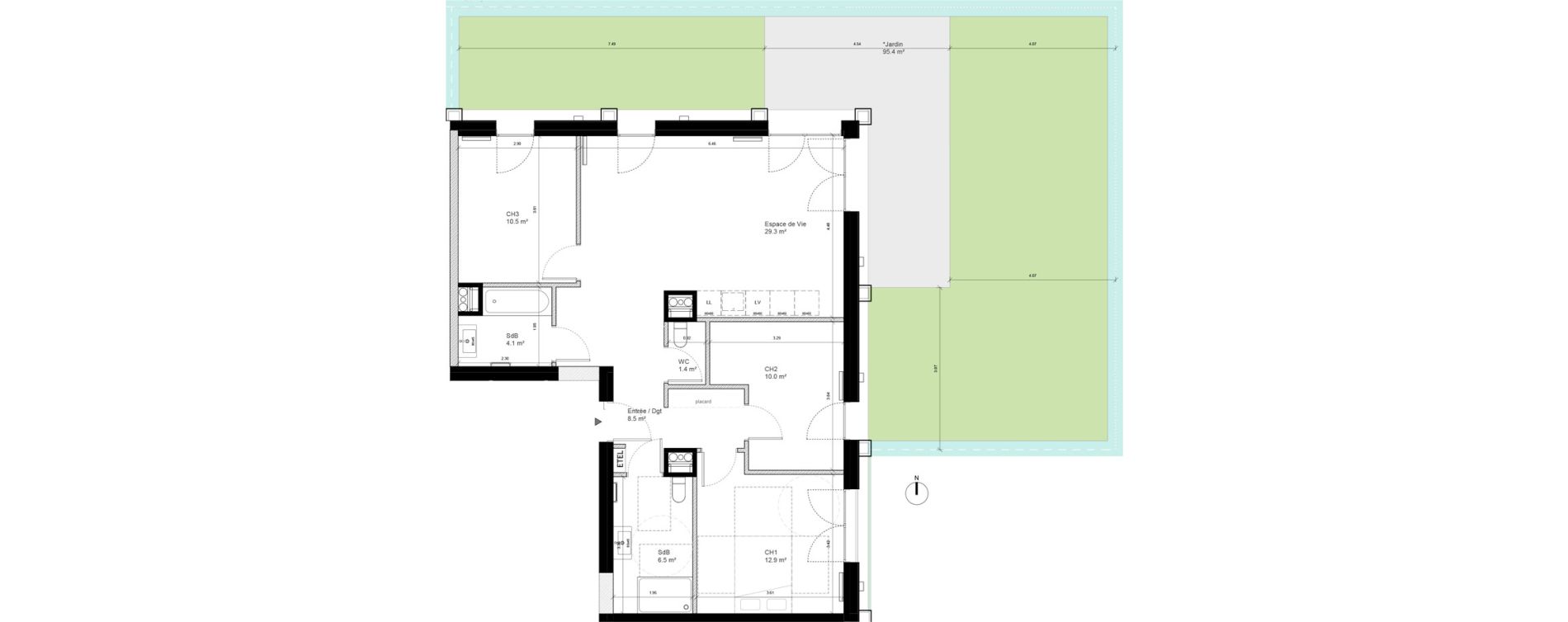 Appartement T4 de 83,10 m2 &agrave; Tours Monconseil