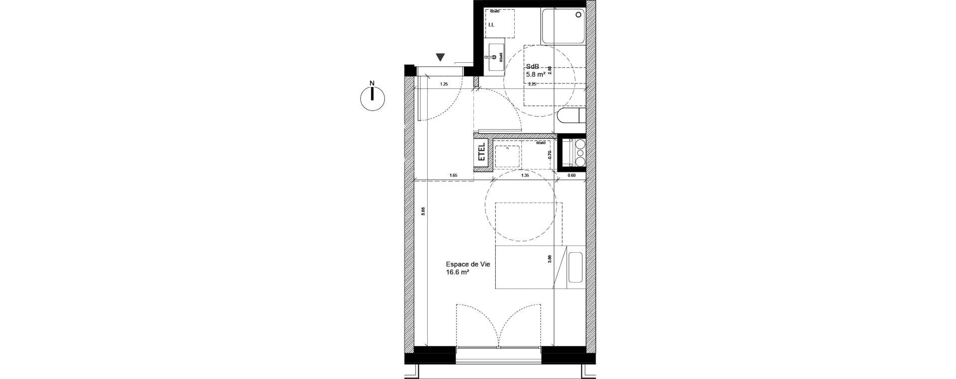 Appartement T1 de 22,40 m2 &agrave; Tours Monconseil