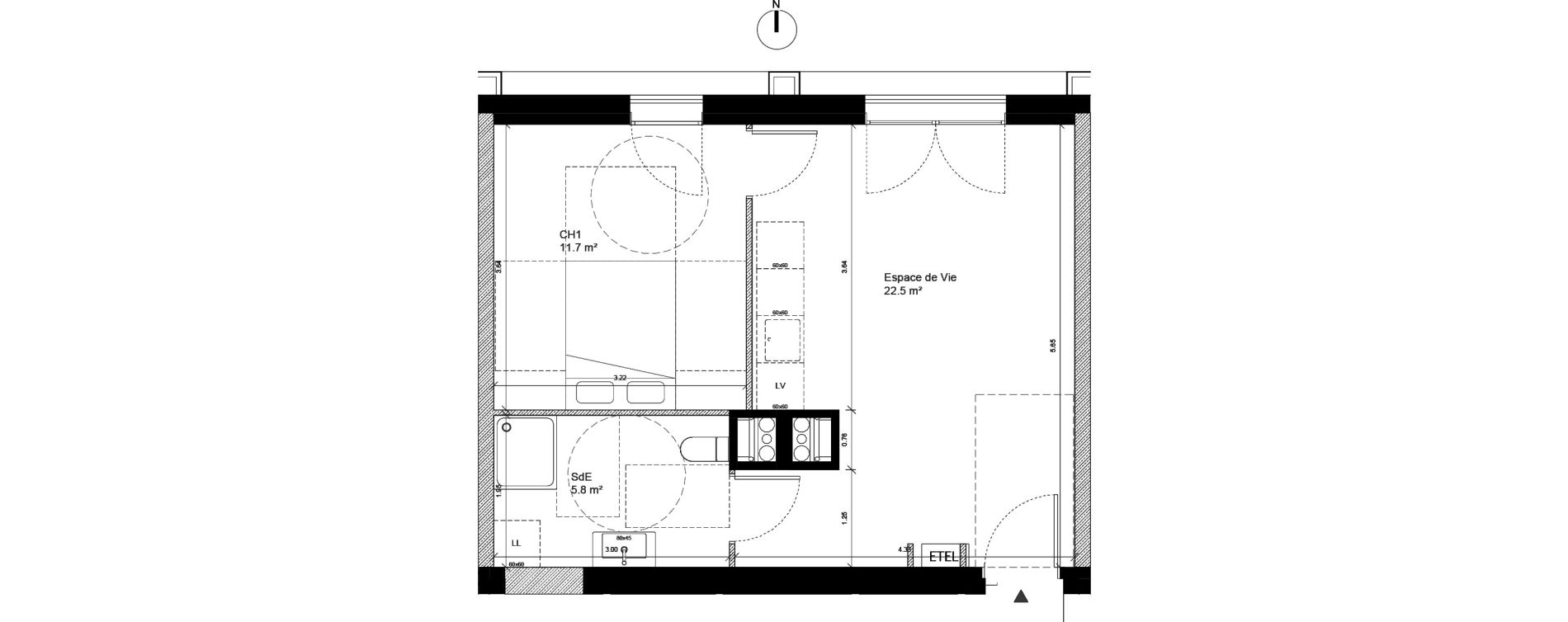 Appartement T2 de 40,00 m2 &agrave; Tours Monconseil