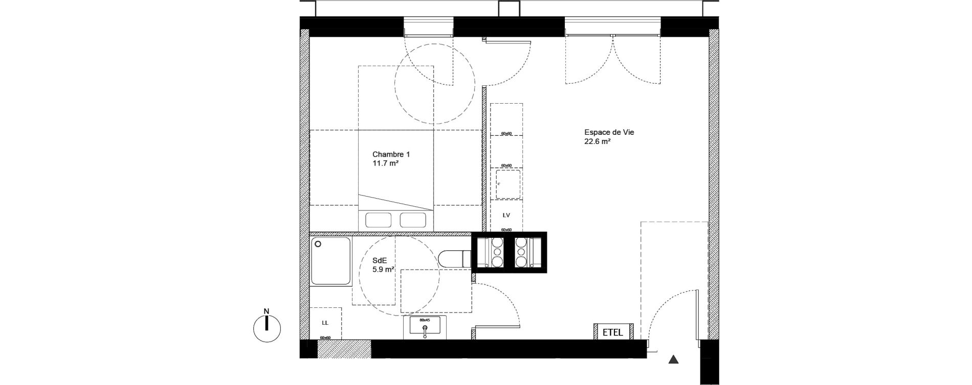 Appartement T2 de 40,20 m2 &agrave; Tours Monconseil
