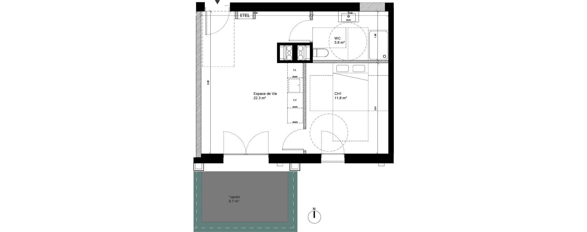 Appartement T2 de 39,90 m2 &agrave; Tours Monconseil