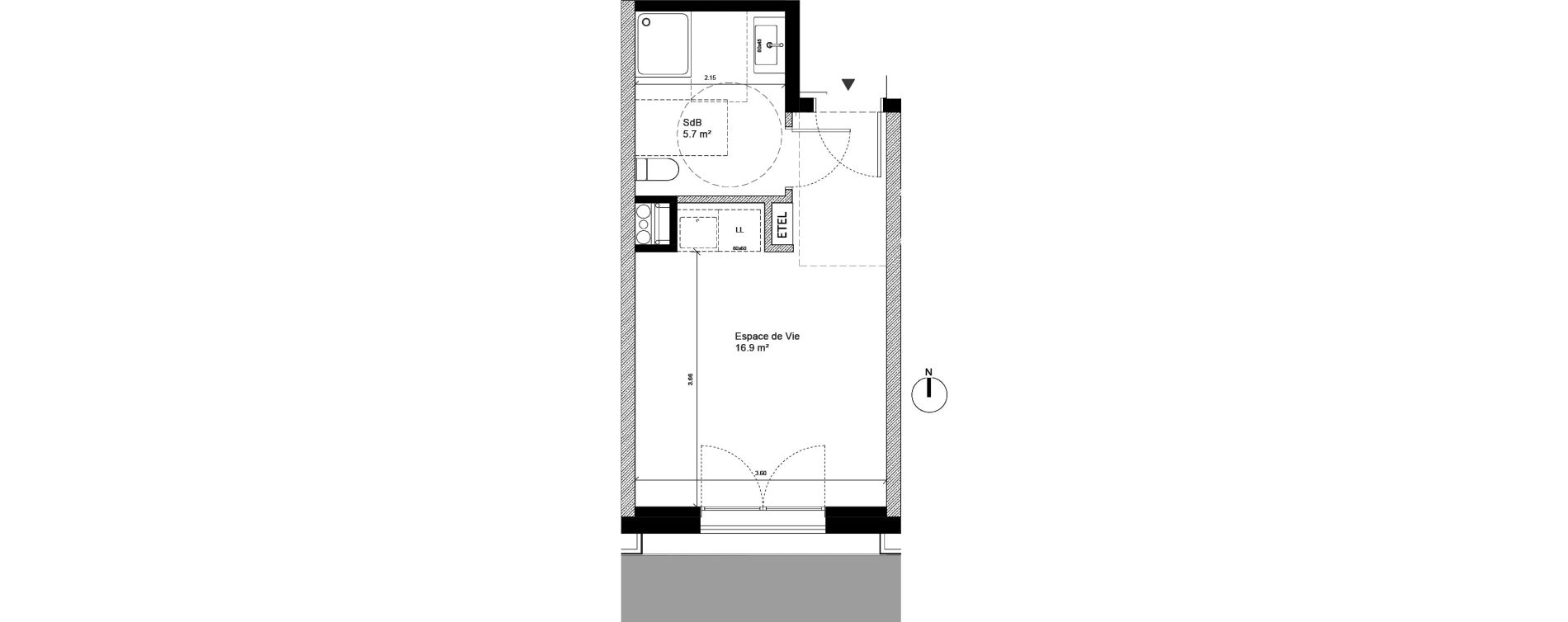 Appartement T1 de 22,60 m2 &agrave; Tours Monconseil