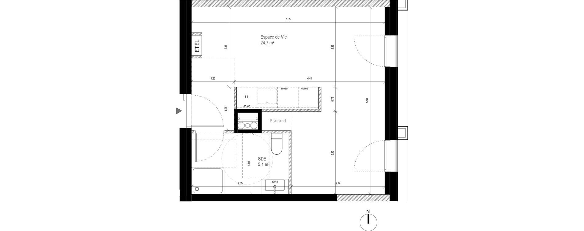 Appartement T1 de 29,80 m2 &agrave; Tours Monconseil