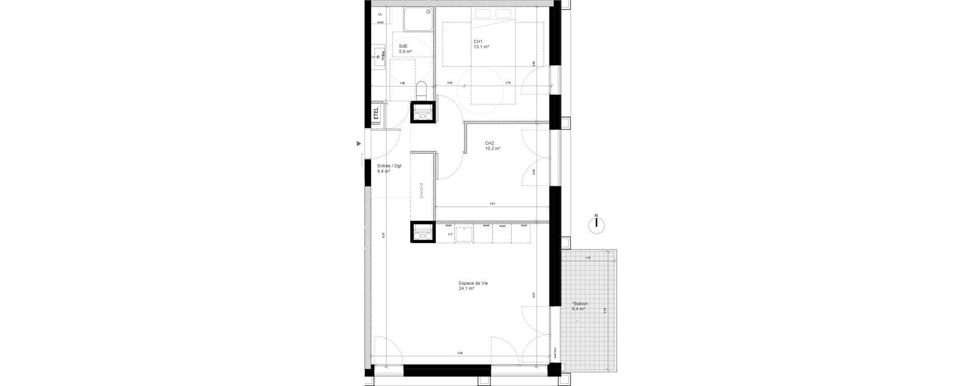 Appartement T3 de 61,70 m2 &agrave; Tours Monconseil