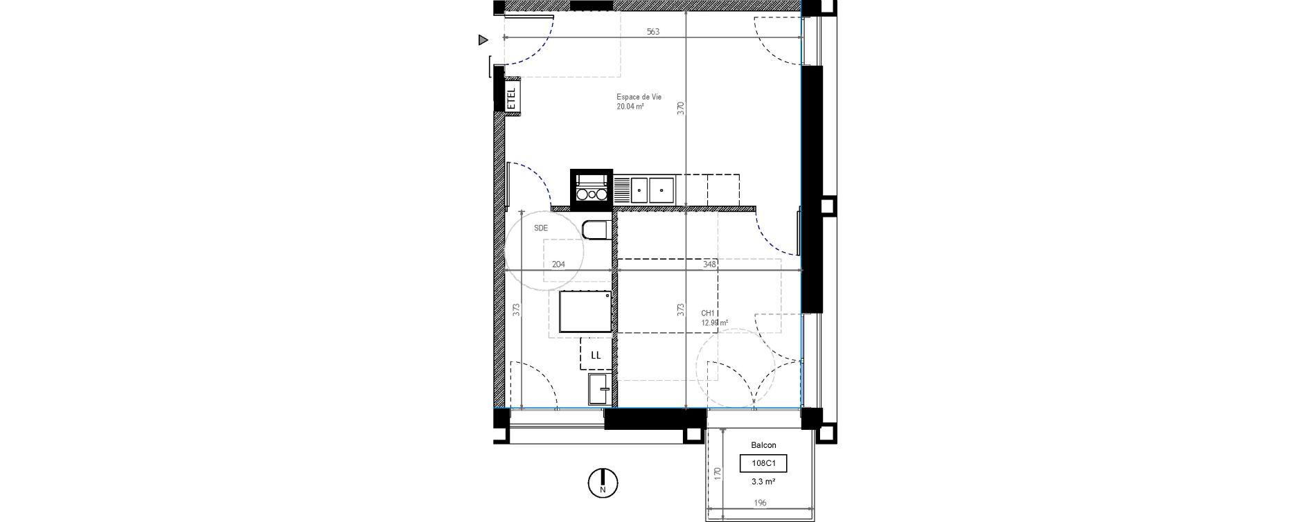 Appartement T2 de 40,64 m2 &agrave; Tours Monconseil