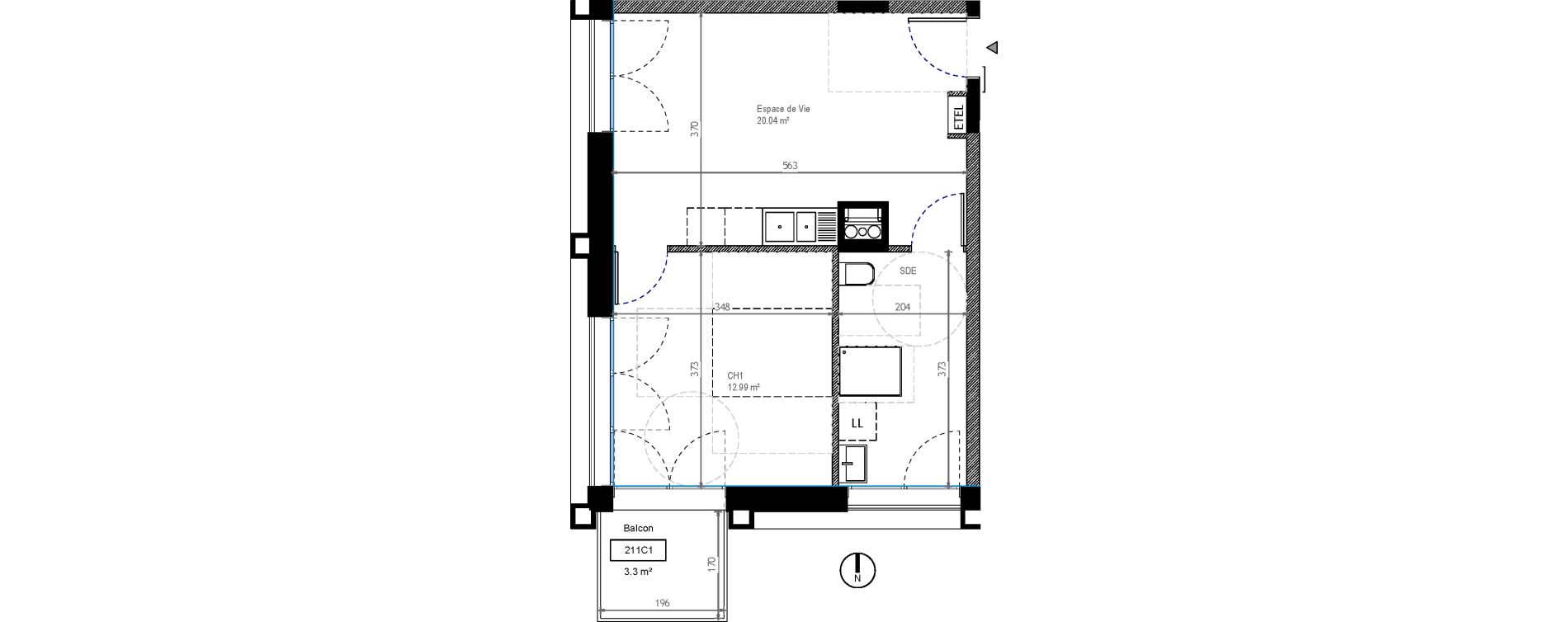 Appartement T2 de 40,64 m2 &agrave; Tours Monconseil