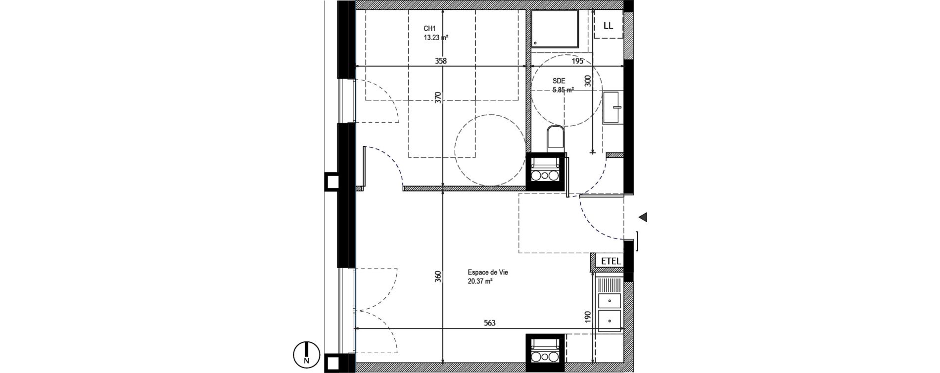 Appartement T2 de 39,46 m2 &agrave; Tours Monconseil