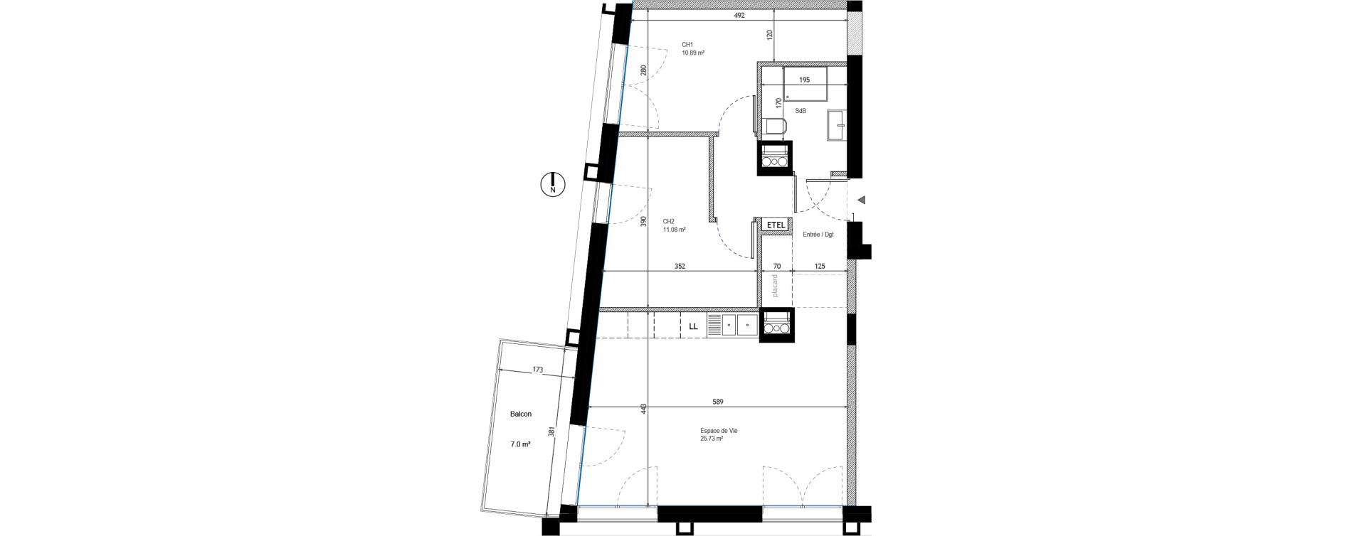 Appartement T3 de 59,40 m2 &agrave; Tours Monconseil