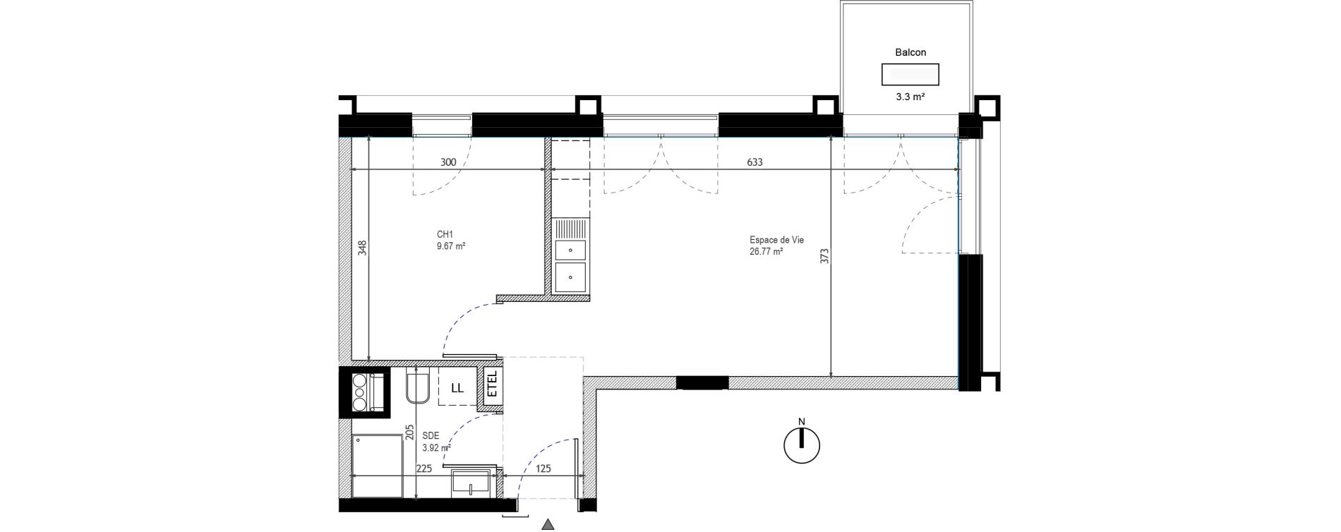 Appartement T2 de 40,36 m2 &agrave; Tours Monconseil