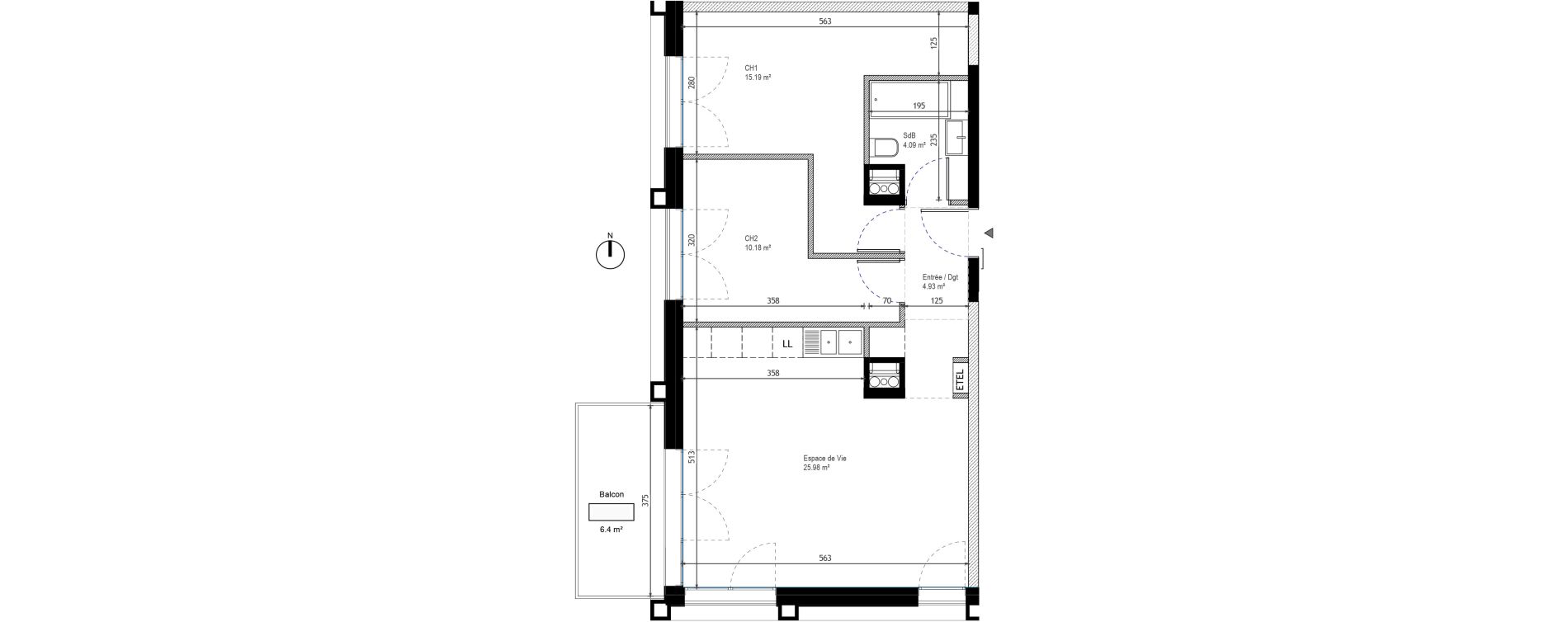 Appartement T3 de 60,37 m2 &agrave; Tours Monconseil