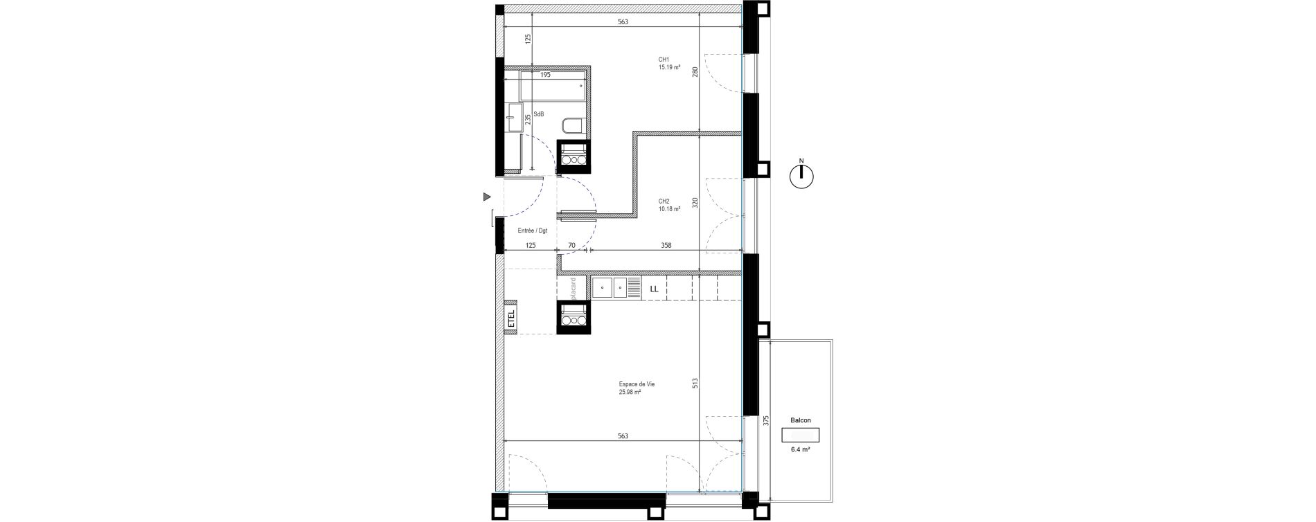 Appartement T3 de 60,37 m2 &agrave; Tours Monconseil