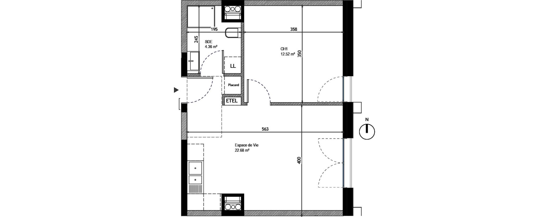 Appartement T2 de 39,56 m2 &agrave; Tours Monconseil