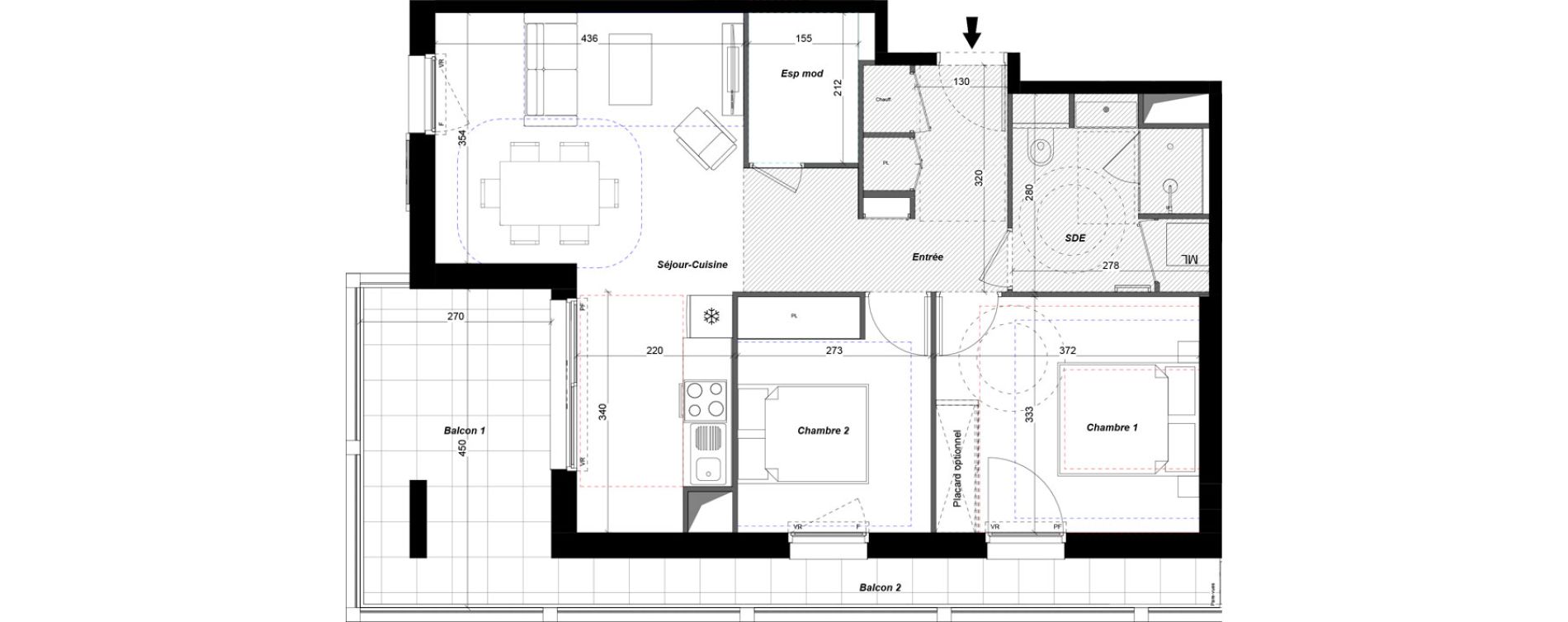 Appartement T3 de 64,36 m2 &agrave; Tours Douets milletiere