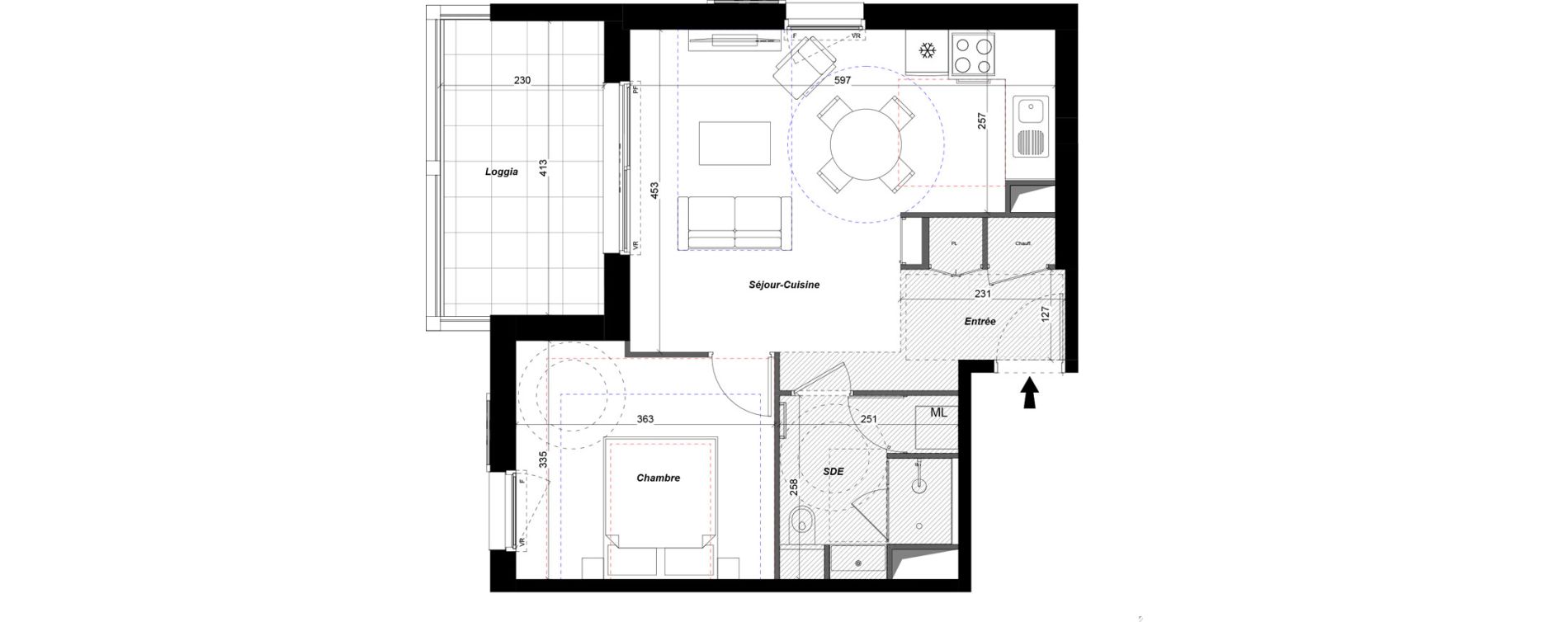 Appartement T2 de 45,35 m2 &agrave; Tours Douets milletiere