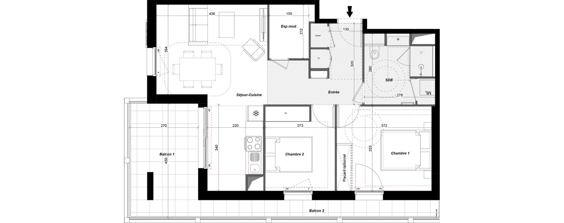 Appartement T3 de 64,36 m2 &agrave; Tours Douets milletiere