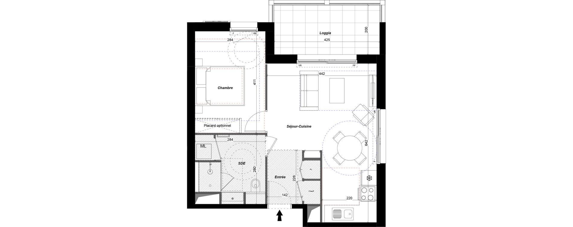 Appartement T2 de 44,97 m2 &agrave; Tours Douets milletiere