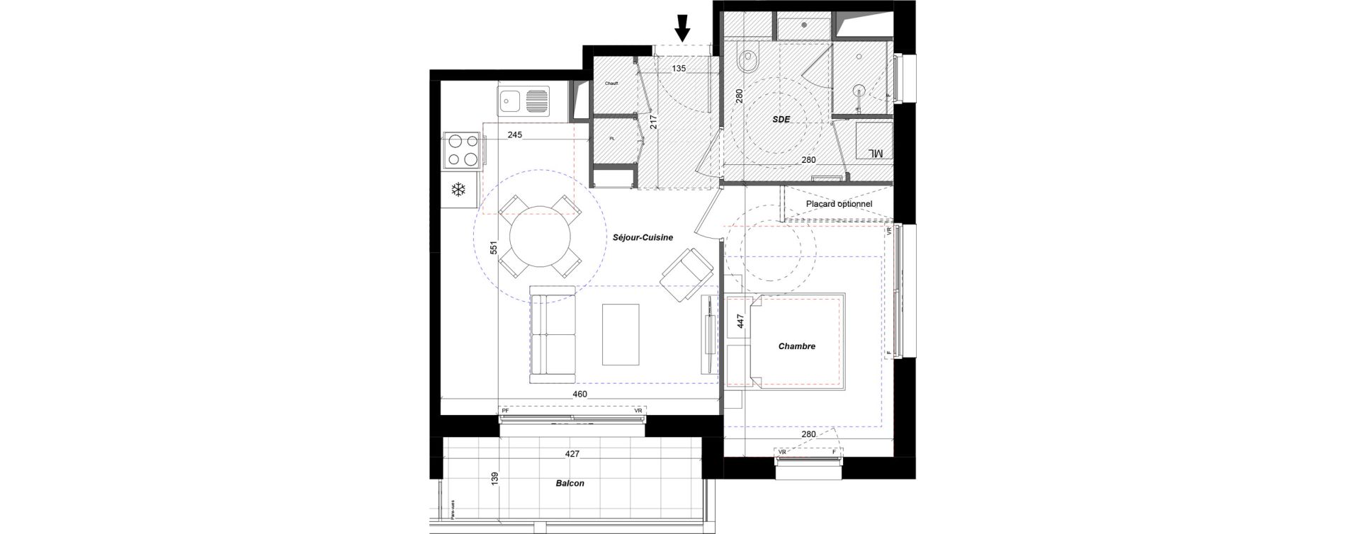 Appartement T2 de 45,00 m2 &agrave; Tours Douets milletiere