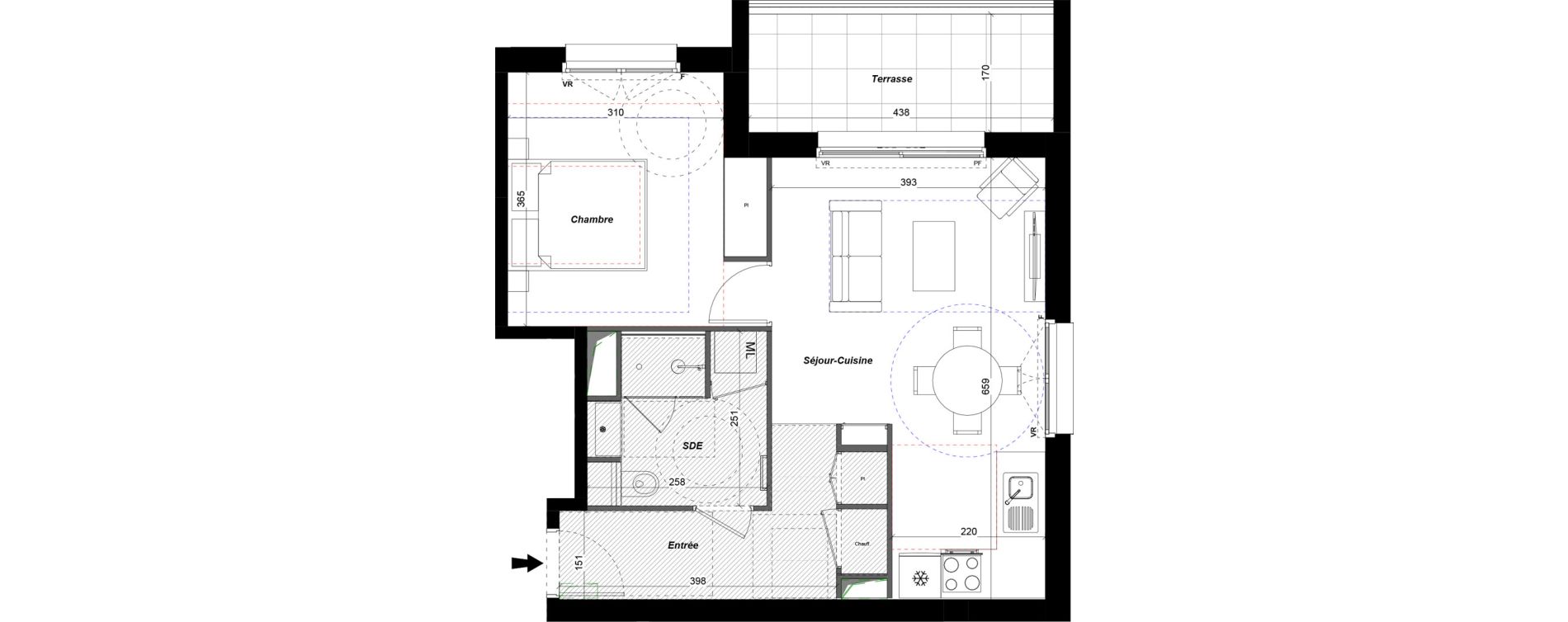 Appartement T2 de 46,64 m2 &agrave; Tours Douets milletiere