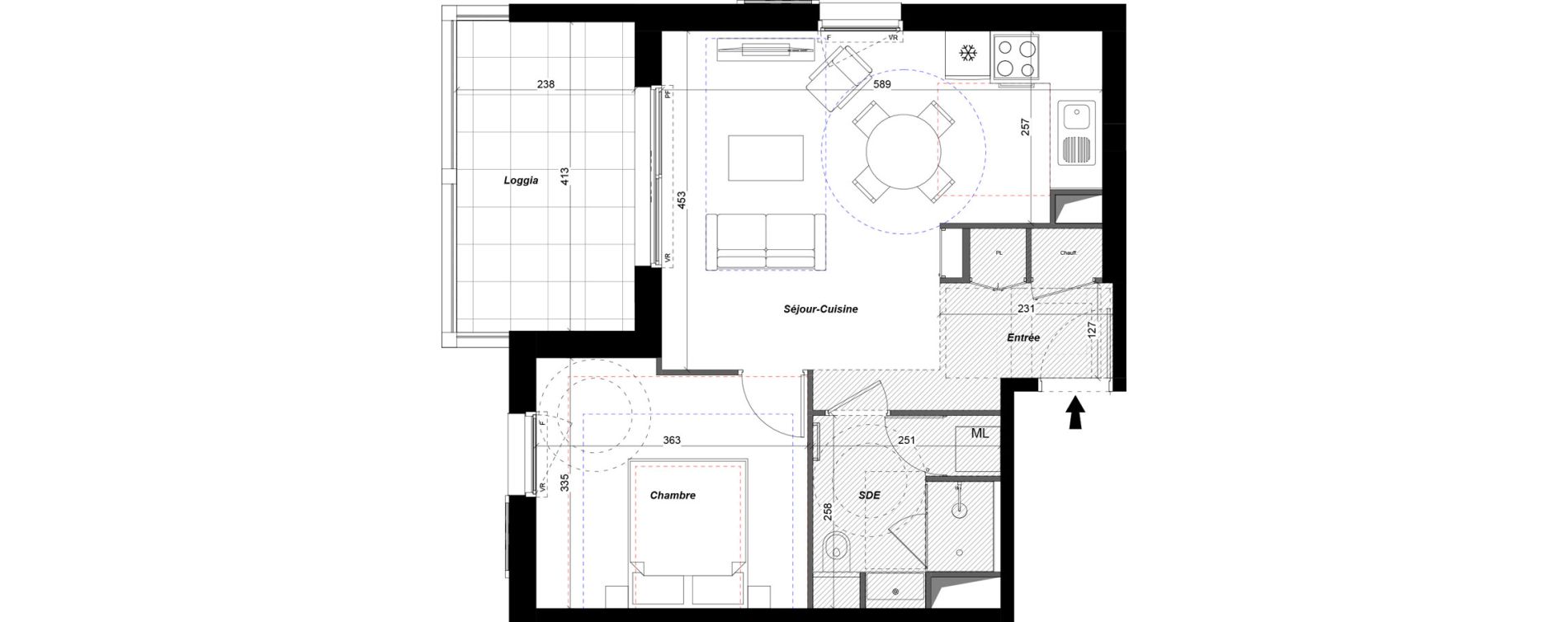 Appartement T2 de 45,01 m2 &agrave; Tours Douets milletiere