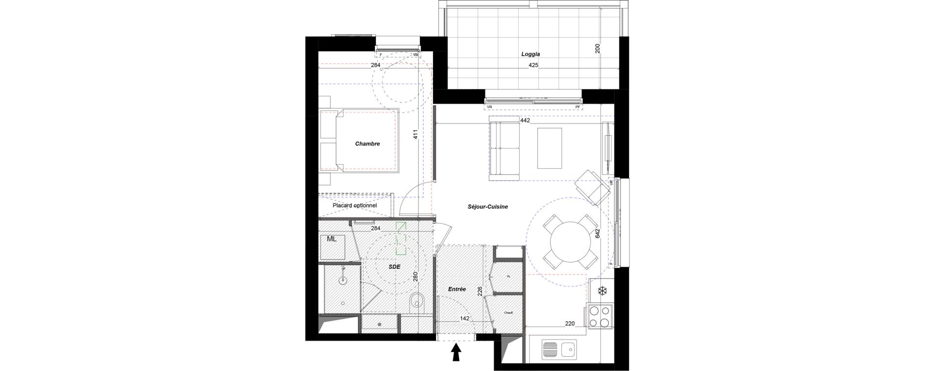 Appartement T2 de 44,97 m2 &agrave; Tours Douets milletiere