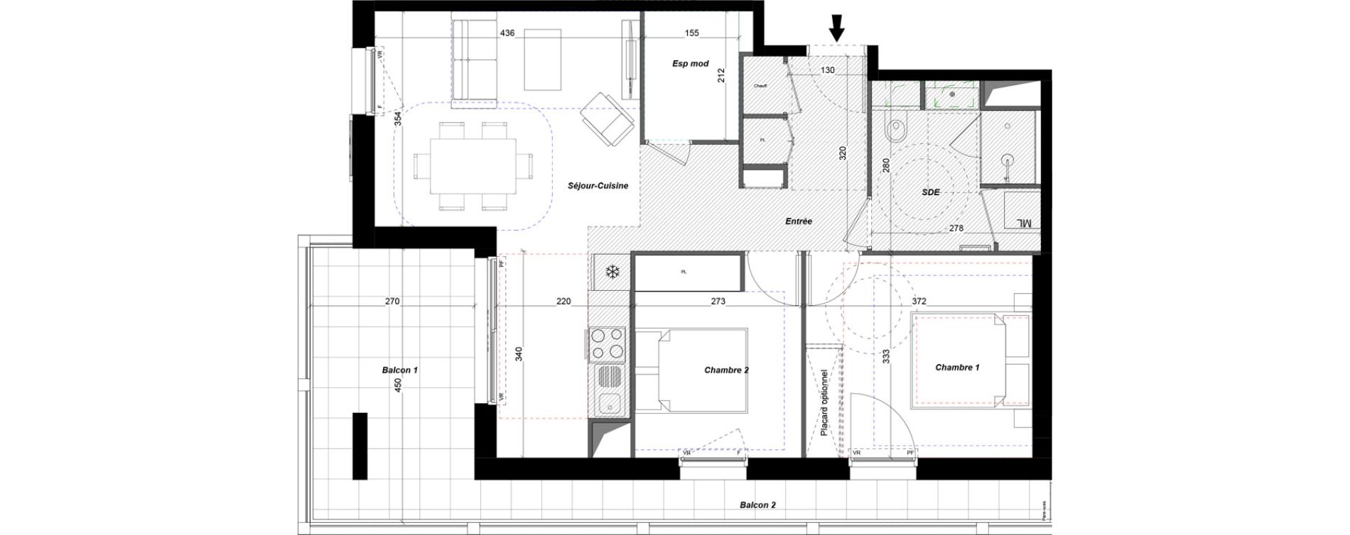 Appartement T3 de 64,36 m2 &agrave; Tours Douets milletiere