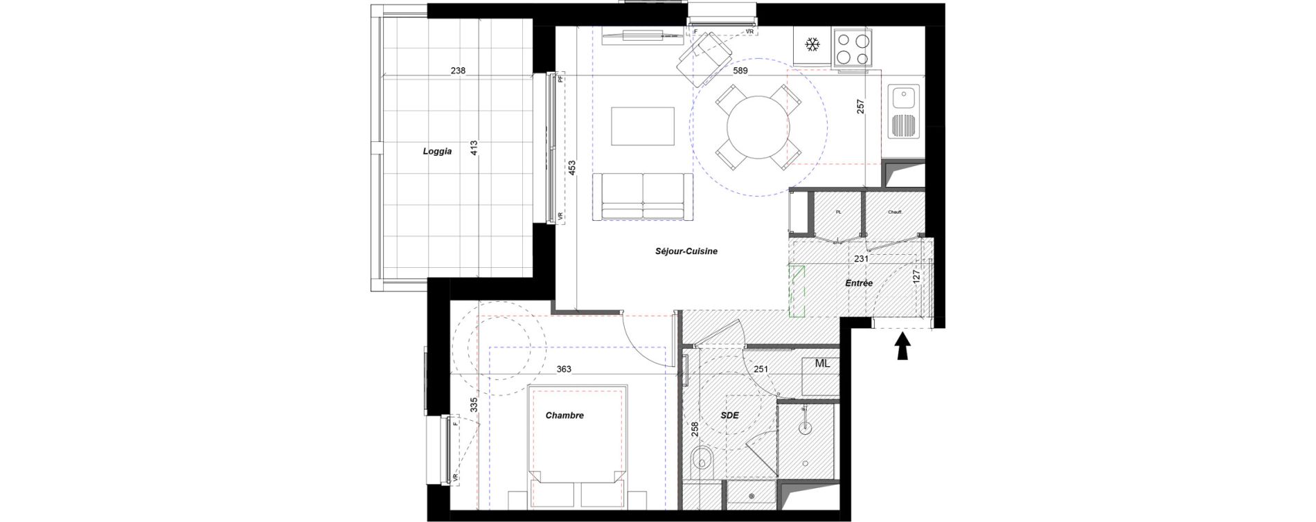 Appartement T2 de 45,01 m2 &agrave; Tours Douets milletiere