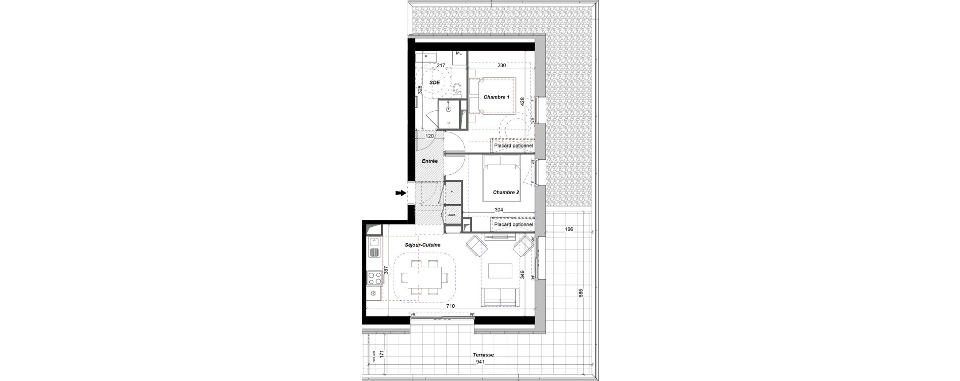 Appartement T3 de 61,51 m2 &agrave; Tours Douets milletiere