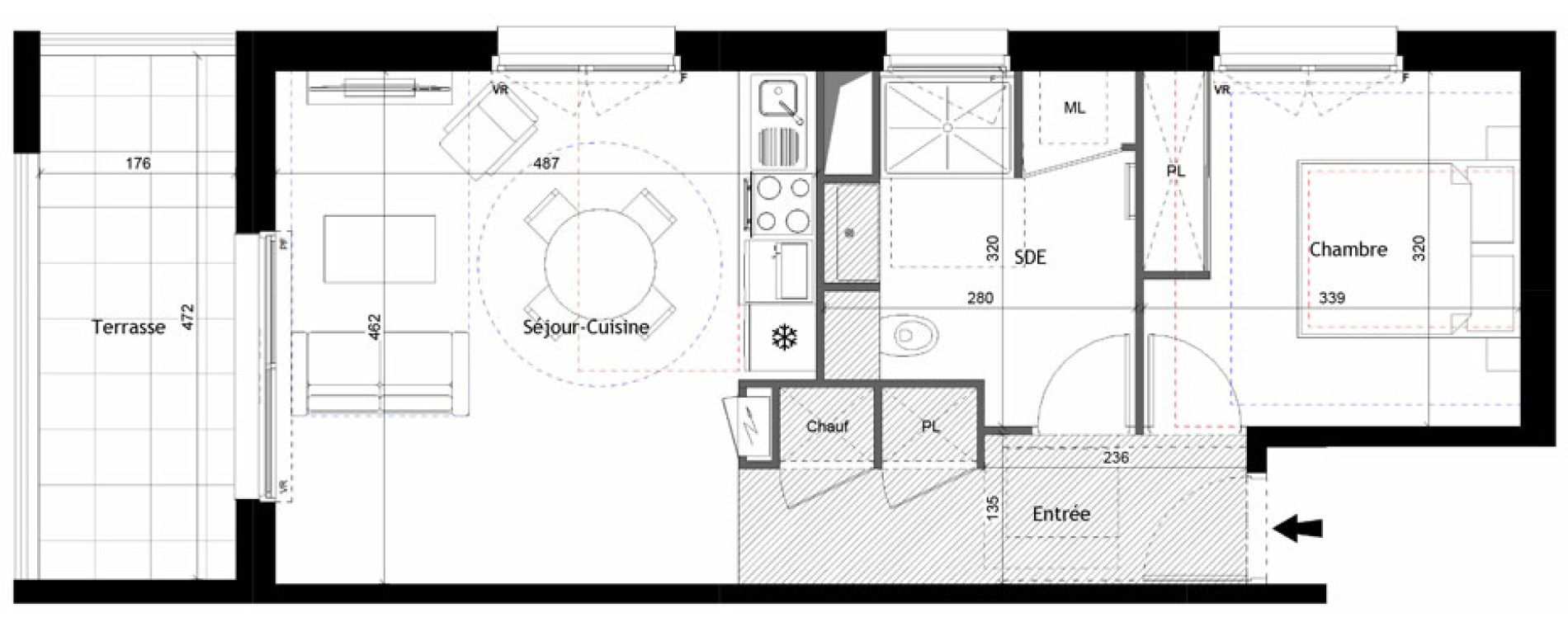 Appartement T2 de 46,38 m2 &agrave; Tours Douets milletiere