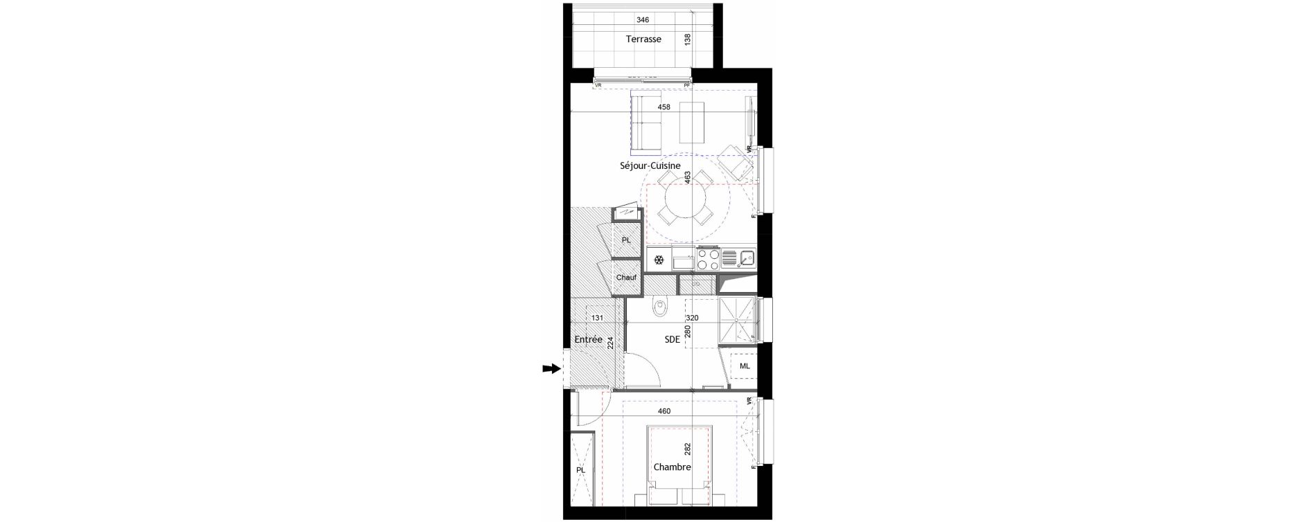 Appartement T2 de 45,67 m2 &agrave; Tours Douets milletiere