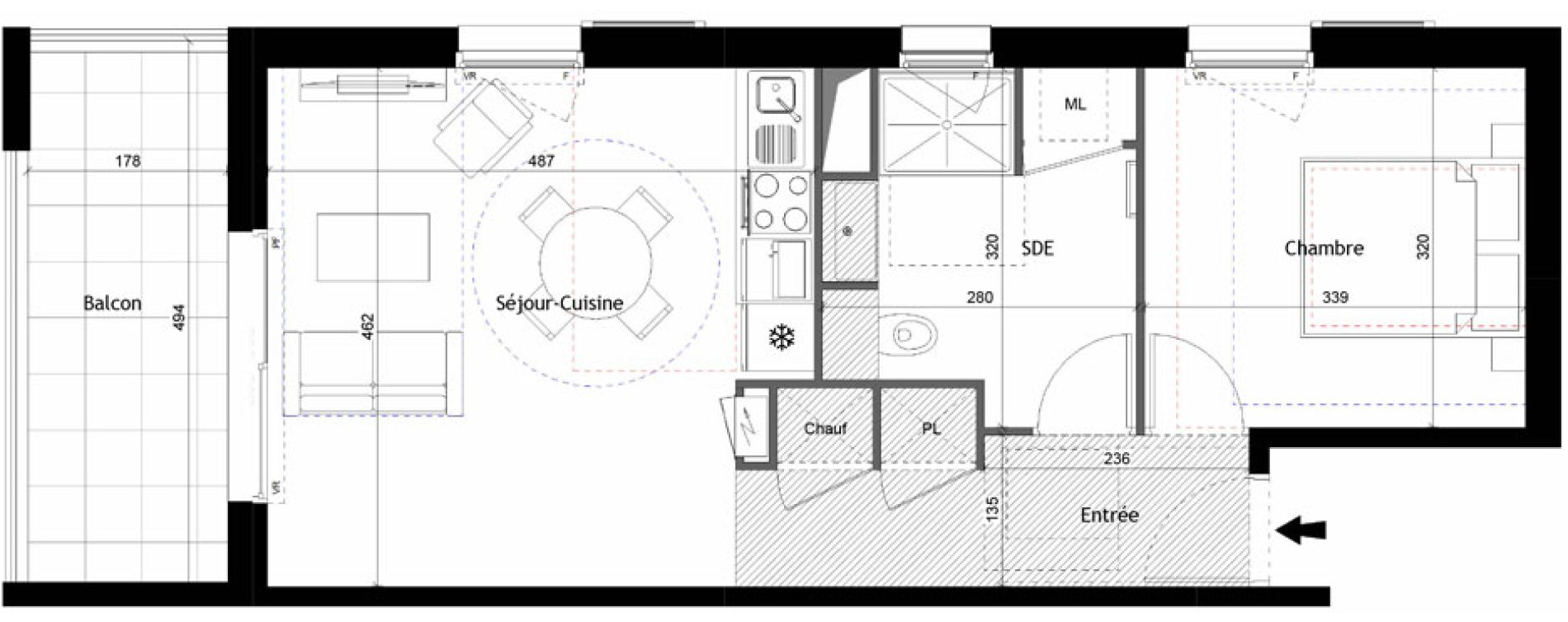 Appartement T2 de 46,42 m2 &agrave; Tours Douets milletiere