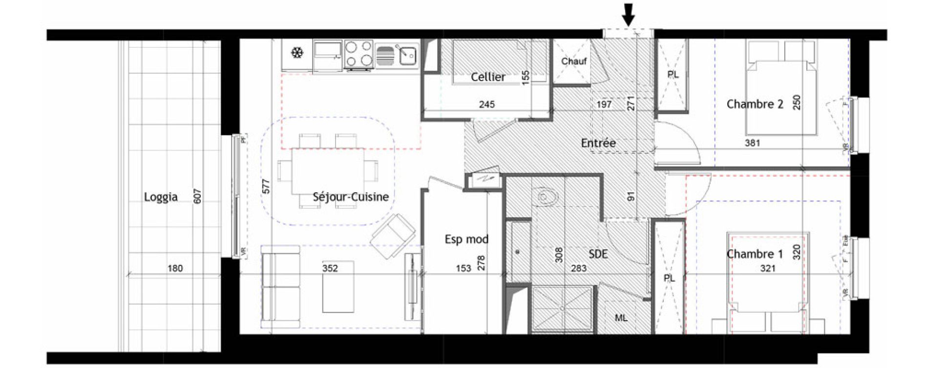 Appartement T3 de 65,55 m2 &agrave; Tours Douets milletiere