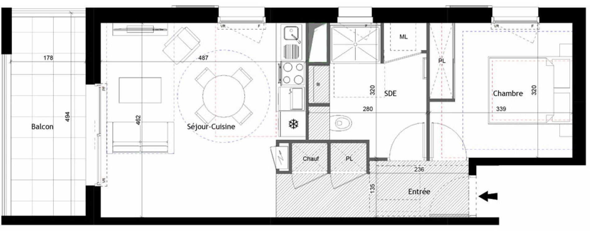 Appartement T2 de 46,38 m2 &agrave; Tours Douets milletiere