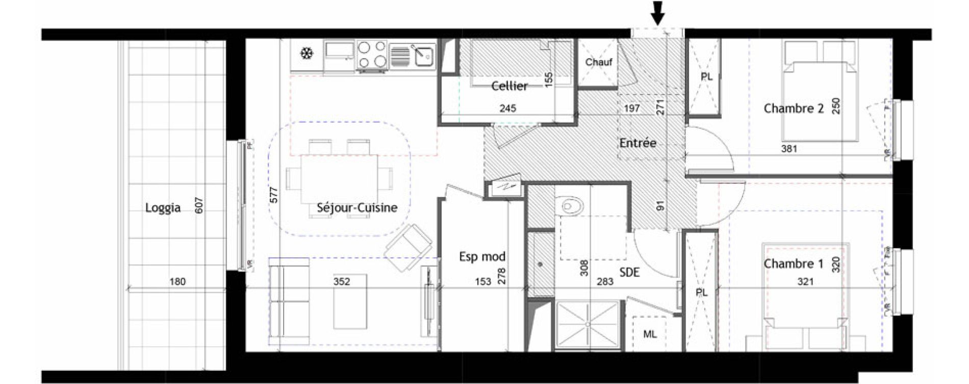 Appartement T3 de 65,55 m2 &agrave; Tours Douets milletiere