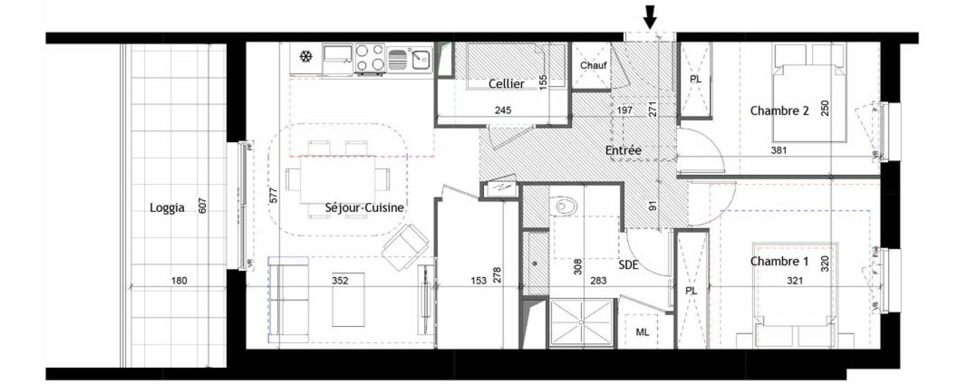 Appartement T3 de 65,55 m2 &agrave; Tours Douets milletiere