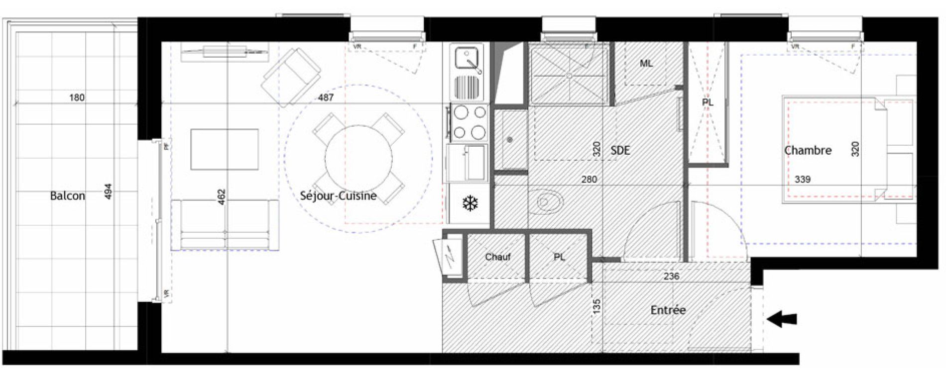 Appartement T2 de 46,38 m2 &agrave; Tours Douets milletiere