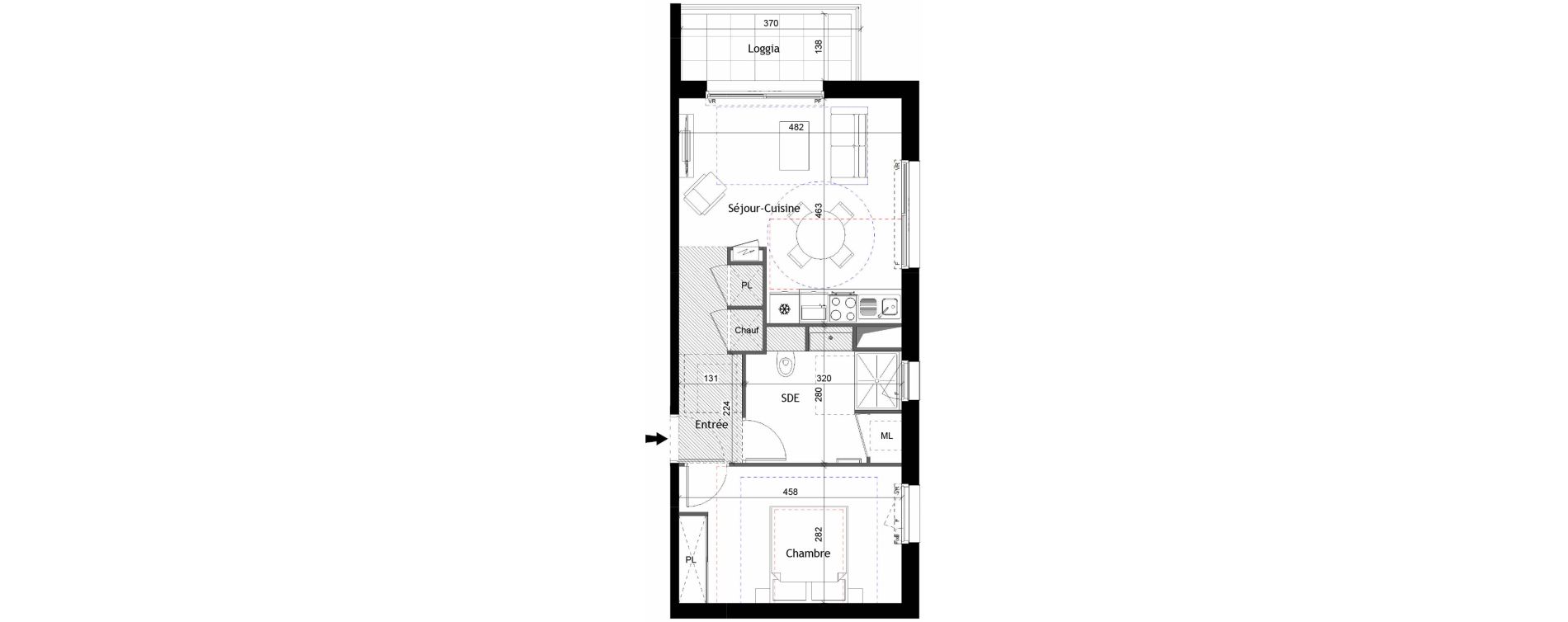 Appartement T2 de 45,67 m2 &agrave; Tours Douets milletiere