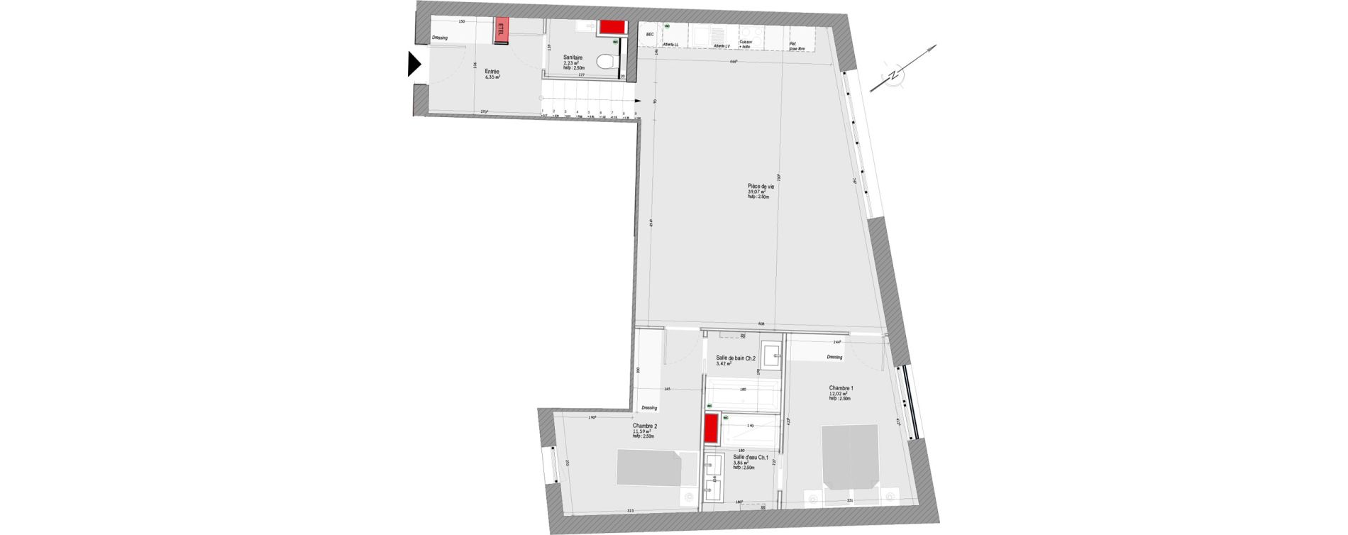 Appartement T3 de 78,54 m2 à Tours Febvotte - marat